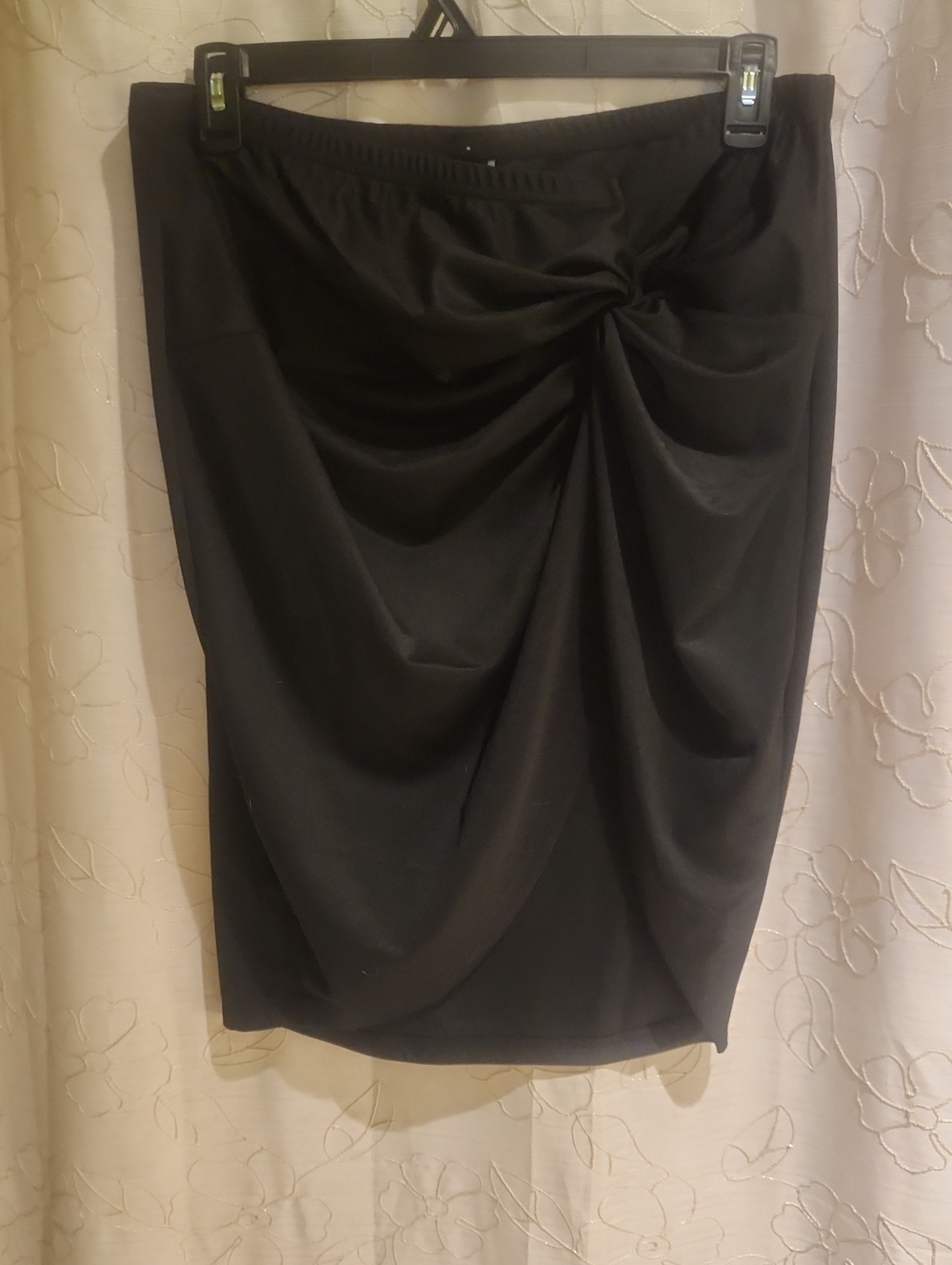 SHEIN Black Gathered Twist Pencil Skirt